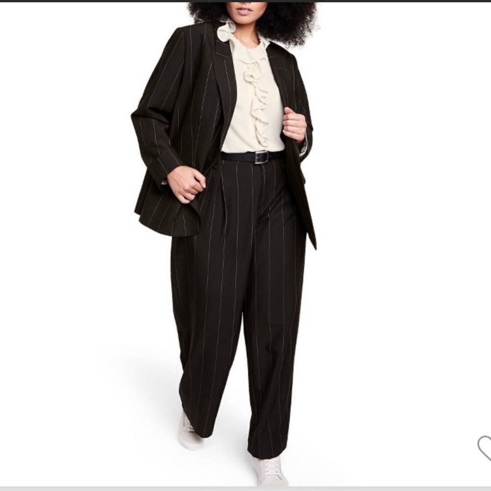 NWT Nili Lotan x Target women’s pinstripe black wide leg trousers 28W/30W